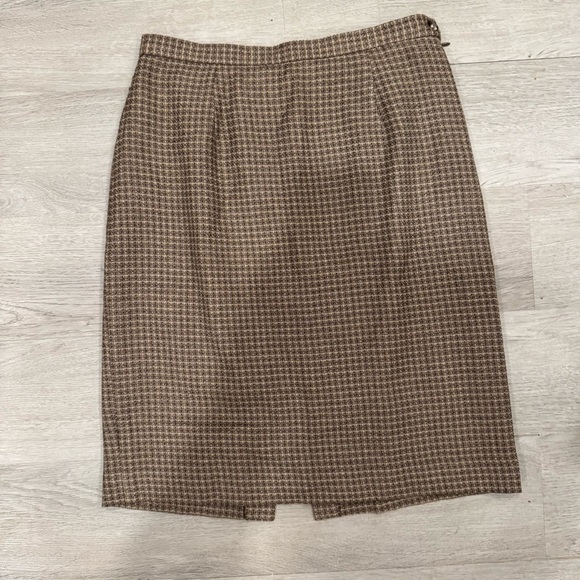 Rena Rowan For Seville Vintage Pencil Skirt Brown Plaid Size 8 Wool Rayon Blend - Picture 1 of 6